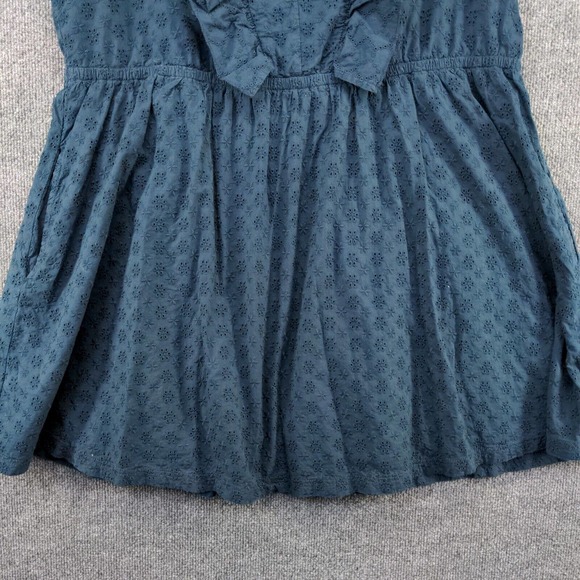 Textile Elizbeth and James Women's A-Line Eyelet Dress Blue XXXL Ruffle V-Neck - Picture 4 of 13